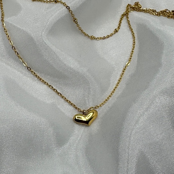 Dainty Gold Heart Layered Satellite Chain, 18KT Plated Anklet, Dainty Anklet - Picture 4 of 4